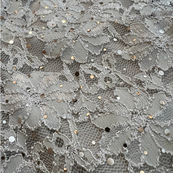 Connected Apparel Dress Size 8 in Cream Overlay Lace with Gold Sequins - Picture 3 of 6